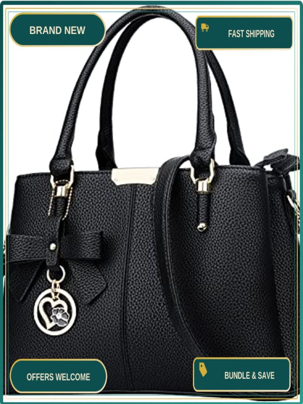 PU Leather Top Handle Satchel Purse Medium Zip Compartments